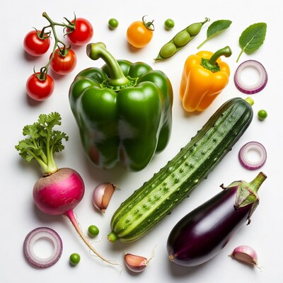Fresh vegetables flat lay