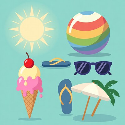 Summer Beach Items Illustration