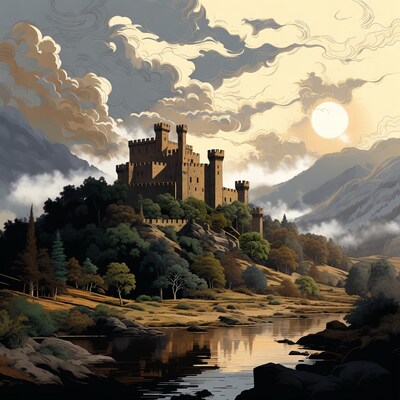 Medieval Castle on Mountain Cliff