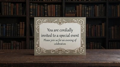 Elegant invitation card on wooden table