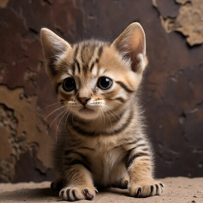Cute tabby kitten with big eyes