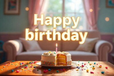 Happy Birthday Cake with Candle
