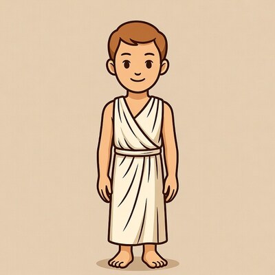 Cartoon boy in ancient tunic