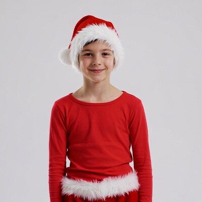 Boy in Santa hat and outfit