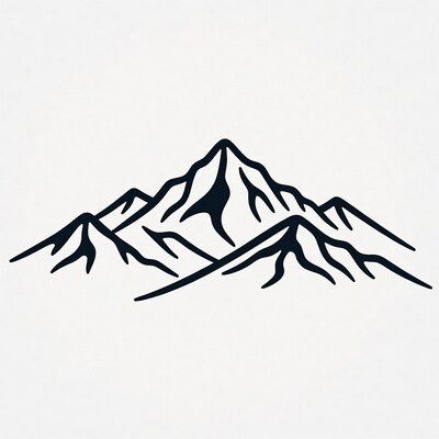Black line art mountains