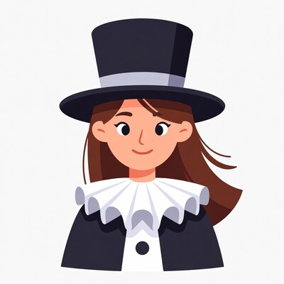 Cartoon woman in top hat