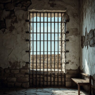 Prison Cell Window with Bars