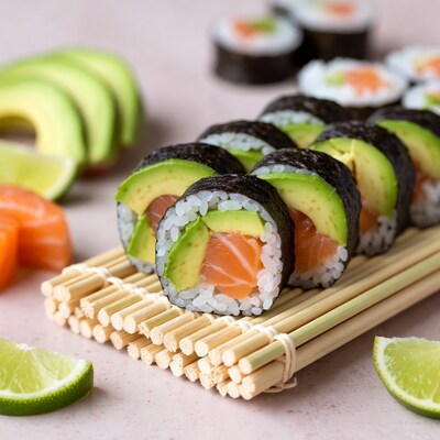 Avocado Salmon Sushi Rolls