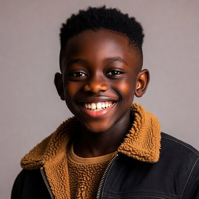 Smiling African-American boy in jacket