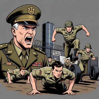 Military Officer Supervising Obstacle Course