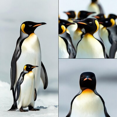 King Penguins on Snow
