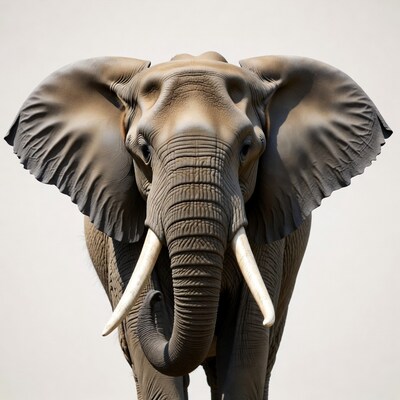 Elephant head with tusks