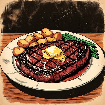 Grilled Ribeye Steak with Potatoes