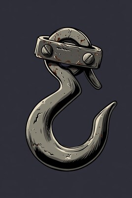 Rusty Hook with Pulley