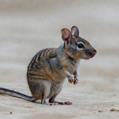 Gerbil standing on sand