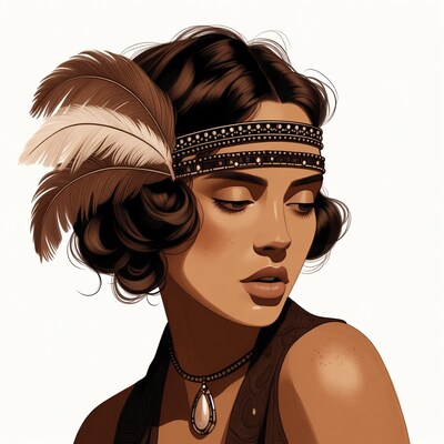 Flapper girl with feather headband