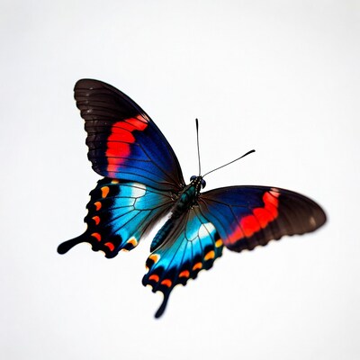Colorful butterfly with blue red wings