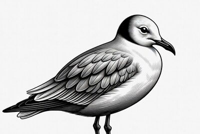Black and White Gull Illustration