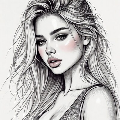 Blonde woman portrait illustration