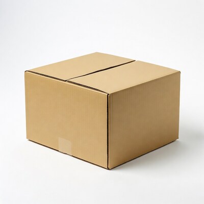 Cardboard box on white background