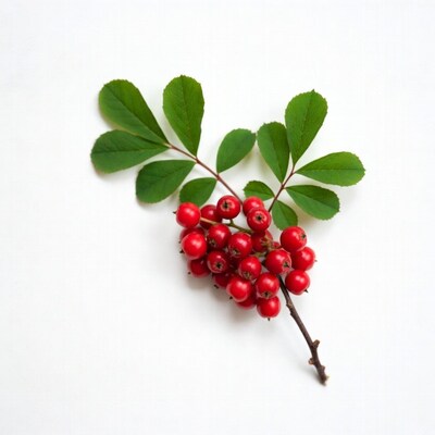 Red berries on green leaves
