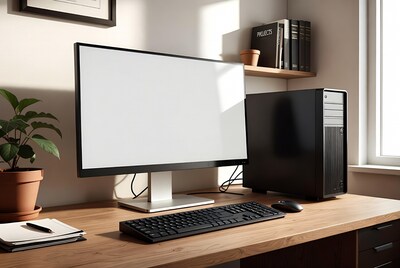 Desktop computer with blank monitor