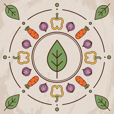 Leaf with Vegetables Illustration