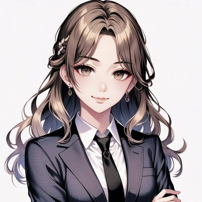Anime girl in suit with arms crossed