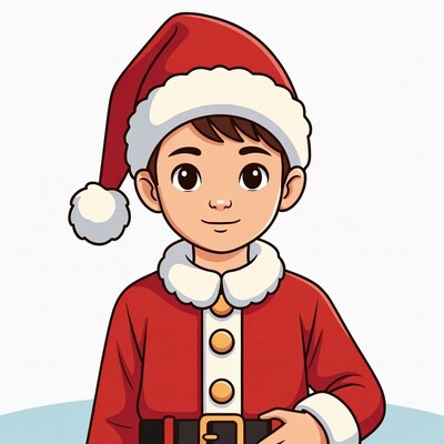 Boy in Santa Claus costume illustration