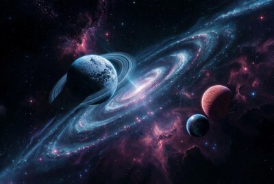 Saturn-like Planet in Cosmic Spiral Galaxy