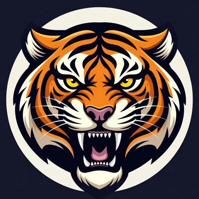Roaring tiger head illustration