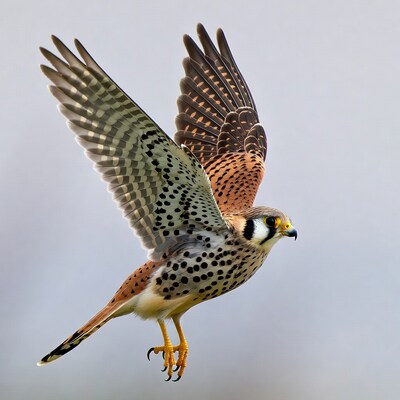 American Kestrel Flying with Wings Spread