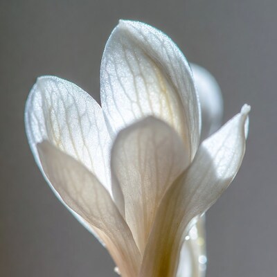White Crocus Flower Closeup