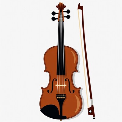 Violin with Bow Illustration