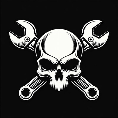 Crossed Wrenches Skull Illustration
