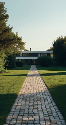 Modern House with Cobblestone Path