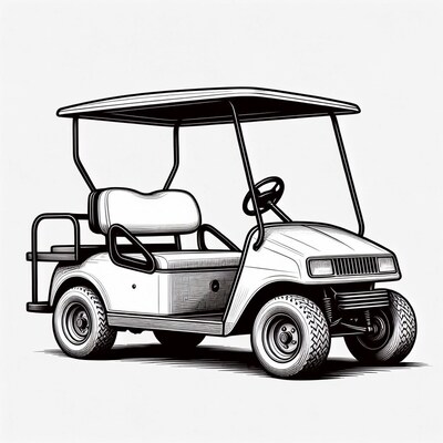 Golf cart line art illustration