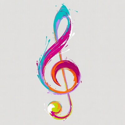 Colorful Watercolor Treble Clef