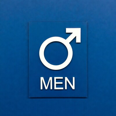 Blue Mens Restroom Sign