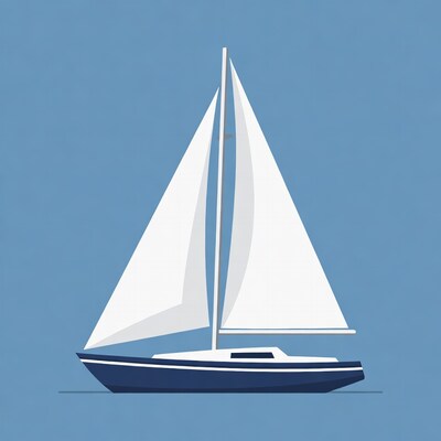 Sailboat on blue background
