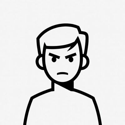 Cartoon boy with angry frown