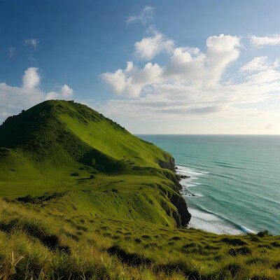 Green Hill Cliff Overlooking Ocean