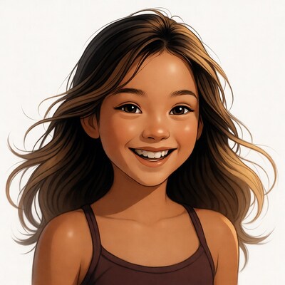 Smiling Asian girl illustration