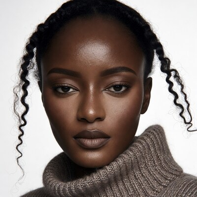 African-American woman with braids in turtleneck