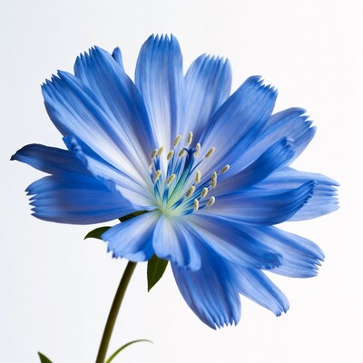 Blue Cornflower Flower on White Background