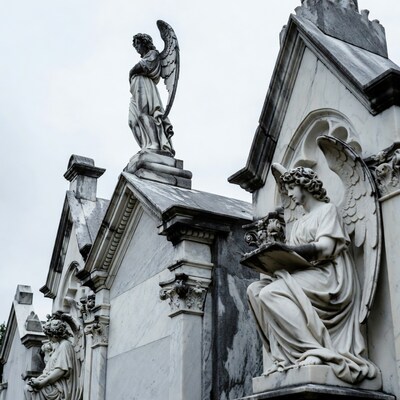 Cemetery Angel Statues on Tombs