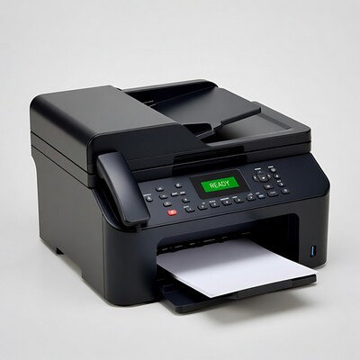 Black multifunction printer ready status