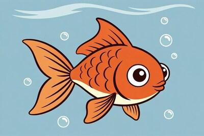 Cartoon goldfish swimming underwater