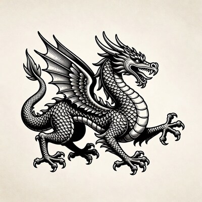 Black Ink Dragon Illustration