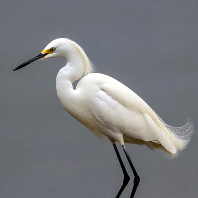 Snowy Egret on Gray Background